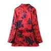 BLSQR Fashion Floral Print Blazer Женщины Длинные Рукава Красный Офис Женские Пальто Элегантная Шикальная Куртка 210430