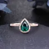 14K Solid Gold 1.26CT Bonkre / Drop Cut Natural Amethyst Engagement Wedding Ring 2021 Hotsale Unikalny luksusowy pierścień rocznicy