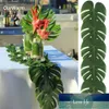 Ourwarm 12pcs artificial palm leaves table löpare för bröllop hawaiian luau tema party levererar dekoration sommar