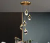 Hängsmycke Ljus Sovrum Led Full Brass Crystal Nordic Lamp Armatur Suspension Dekoration Salong Hängande 220V
