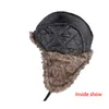 Winter Ushanka Hat Mannen Dames Pilot Aviator Bomber Trapper Hoed Faux Bont Zachte Lederen Sneeuw GLB met oorkleppen Russische hoed