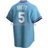 Niestandardowy George Brett # 5 Cooperstown Jersey Szyte Mężczyźni Kobiety Młodzież Kid Baseball Jersey XS-6XL