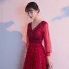 Ethnic Clothing Bling Sequins Bride Wedding Dress Sexy V-neck Party Elegant A-line Evening Temperament Prom XS-3XL