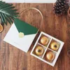 StoBag 5pcs/lot Handle Paper Box Specially Handmade Egg Yolk Crisp Cookies Packaging Bag Shape Event Gift Favor With Tray 210602