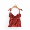 Boho Black Red Heart Print Crop Top Women Backless Sexig Halter Cami Streetwear Bohemian Spaghetti Strap S Sommar 210521