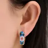 Hoop Huggie Unieke Cirkel Oorbel Bloemenprint All Match Stud Chic Piercing Ear 1 Paar