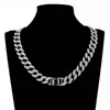 Chains Iced Out Cuban Link Chain Paved Rhinestone Miami Gold Silver Color Zircon Bling Necklace For Men Hiphop Jewelry295P