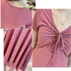 Ciąża Dress z dekoltem Suknie ciążowe Suknie V-Neck Odchudzanie Kobiety Eleganckie Koreańskie Suknie Letnie Odzież Maternity G220309