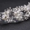 Kryształowa Pearl Kwiat Panna Młoda Opaski Damskie Srebrny Kolor Princess Wedding Włosy Biżuteria Tiara Tiara Akcesoria Korona 210707