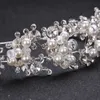 Cristal Perle Fleur Mariée Bandeaux Femmes Argent Couleur Princesse Mariage Cheveux Bijoux Tiara Bandes Accessoires Couronne 210707