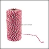 包装イベントお祝い用品ホームGarden100m /ロール1.5-2ミリメートルの綿の房の縞模様の綿の縞模様のためのラインギフトクラフトパッケージ用品（赤