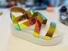 Femmes d'été Sandale Sandals Rainbow Color Plateforme Tandes Talon Peep Toe Fashion Casual Beach Ladies chaussures 3223235