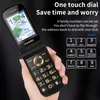 Déverrouillé Senior Flip Cell Phone Double écran Téléphone Double carte SIM GSM Speed Dial SOS Key Touch Big Keyboard FM Mobilephone pour les personnes âgées