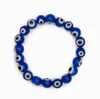 20 sztuk / partia Szkło Blue Evil Eye Zroszony Bransoletka Kobiety Mężczyźni Elastyczna Nici Stretch Greek Eye Biżuteria