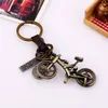 Rowerowe pierścienie Retro Splot Skórzany Sport Bike Charm Keychain Posiadacz Torba Wisi Dla Kobiet Mężczyzn Moda Biżuteria Will I Sandy