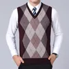 Modemerk Sweaters Mens Pullovers V-hals Slim Fit Jumpers Knit Mouwloze Herfst Koreaanse stijl Casual Mannen Kleding 211221