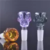 Colorful new design 14mm male diamond skull glass tobacco pipe bowl for water smoking bong