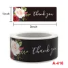 120pcs/roll 1*3inch Printed Flower Thank You Card Sticker Label Printing Rolling Packaging Gift Seal Package Labels