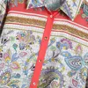 Damesmode Paisley Print losse gezellige blouses Vintage lange mouwen Button-up vrouwelijke shirts Blusas chique tops 210430