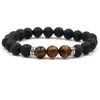 8mm Natural Black Lava Pietra turchese Chakra Bracciale Bracciale Essenziale Diffusore di olio essenziale Pietra Yoga Perline Braccialetti Braccialetti per gli uomini Wyment