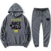 Juice Wrld Set Men two Pieces Sets Tracksuit Hoodie And Dark Grey Pant X0610