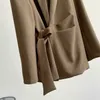 Vintage casual damer kostym högkvalitativa fall löst långärmad blazer elegant spets-up jacka kvinnor 210527