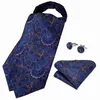 Set di cravatte ascot di seta premium da uomo Paisley floreale blu rosso matrimonio vintage cravatta formale cravatta ascot sciarpe fazzoletto da taschino DiBanGu Y1229