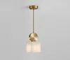 Chinese style marble chandelier lamp bedroom bedside Nordic single head creative net red copper light luxury restaurant bar