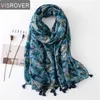 Visrover lange sjaals 2021 mode sjaals viscose shaw hijab sjaal tropische print strand jurk top zomer sjaal voor dames dames q0828