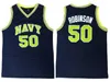 Mężczyzna Admiral David Robinson 50 Koszykówka Jersey Naval Academy Navy Mindshipmen Usna College Jerseys Blue Białe Koszulki S-XXL