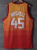 Maillots de basket-ball pour hommes 45 Donovan Mitchell 57e ville bleu orange chemises cousues vintage S-XXL