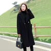 Aelegantmis Classic Black Oversized Long Women Woolen Coat Autumn Winter Thicken Trench Ladies Plus Size Casual Outerwear 210607