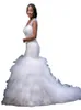 2022 Vintage Meerjungfrau Hochzeitskleid Perlen Sheer Tiefem V-Ausschnitt Backless Korsett Rüschen Tüll Garten Brautkleid