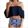 Kobiety stroju kąpielowego w strojach kąpielowych w wysokim poziomie 2021 Seksowne bikini kobiety ruffy vintage bandeau paski dolne bikini garnitury kąpielowe