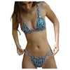 Dames badkleding 2 stks vrouwen badpakken bikini set push-up gevoerde top hoge taille bandage printing sling thong sexy beachwear 2021