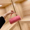 Vibrant colorful acrylic jewelry bag well known design cylindrical handbag chain handle decoration dinner party style trendy lady shoul