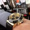 Högkvalitativa herrklockor Automatisk mekanisk klocka Guld Dial Fashion Sports Rubber Strap Wristwatches Montre306a