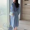 Spring Cute Sweet Korean Two Piece Set Women Outfits Knitted Vest Crop Top + A-line Long Dress Suits Ensemble Femme 210514