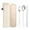 Couverts portables Ensembles de vaisselle Couverts Cuillère en acier inoxydable Fourchette baguettes Boîte de vaisselle 3pcs Dîner Restaurant Outils de cuisine Cadeaux créatifs WMQ667