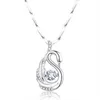 Ciondolo per collane da donna in cristallo Smart Swan Argento femminile Set zircone adorabile Lago placcato in oro