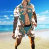 Badeanzug Männer Sommer Trainingsanzüge Hawaii Kurzarm Button Down Schöne Gedruckt Hemd Tops Sets Clothes2690