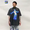 Uncledonjm Zniekształcony portret Drukowanie z krótkim rękawem T-shirt Hip-Hop Summer Streetwear Oversized Retro Men T Shirt 220312