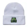 Berets Cute Cartoon Froggie Wool Hat With Ear Flaps Skullies Beanies Frog Embroidered Knitted Student Pullover Winter Head Hood