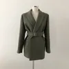 Winter Korean Woolen Suit Jackets Women Belted Long Sleeve Turn-down Collar Outwear Office Fashion Tops Overcoats 210513