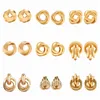9 pairs of Bohemian retro large spiral wound ring stud circular tribal Earrings female Gold