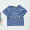 Zomer kids jongens meisje korte mouw grote zak T-shirt baby baby geboren kleding 210429