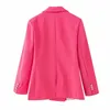 Eleganti giacche da donna eleganti con bottoni blazer da ufficio da donna giacche da tasca casual femminili slim con intaglio abiti da ragazza rosa tinta unita 210930