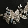 Slbridal Silver Color Crystal Rhinestone Bloem Bruiloft Clip Barrettes Bruids Hoofddeksel Accessoires Dames Haar Sieraden