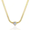 Sterling sier 925 Gold plated nickel hypoallergenic colored charm herringbone necklace with diamond301Z2184872