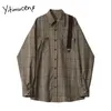 Yitimuceng 2 Piece Dresses for Women Vintage Plaid Pleated Ruffles Blouse and Skirt Long Sleeve Mini Shirt Harajuku Elegant Tops 210601